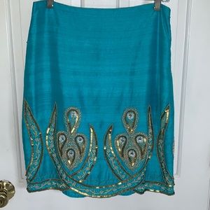 TIBI Silk Beaded Sequin Skirt Size 4